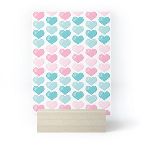 Avenie Pink and Blue Hearts Mini Art Print