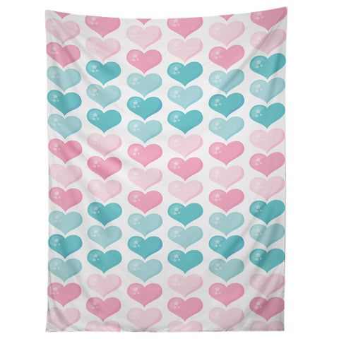 Avenie Pink and Blue Hearts Tapestry