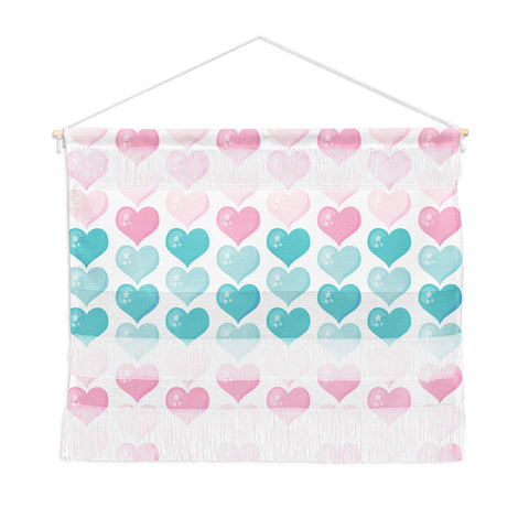 Avenie Pink and Blue Hearts Wall Hanging Landscape