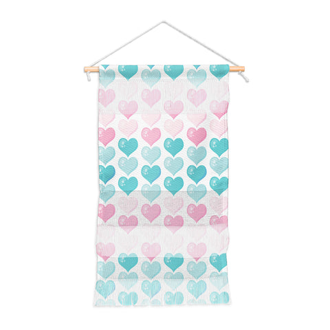 Avenie Pink and Blue Hearts Wall Hanging Portrait