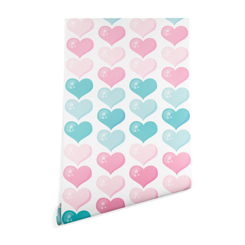 Avenie Pink and Blue Hearts Wallpaper
