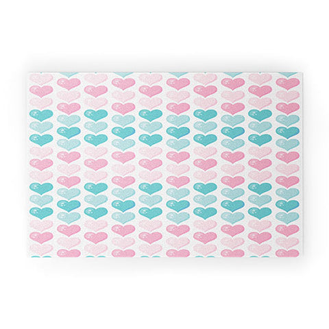 Avenie Pink and Blue Hearts Welcome Mat