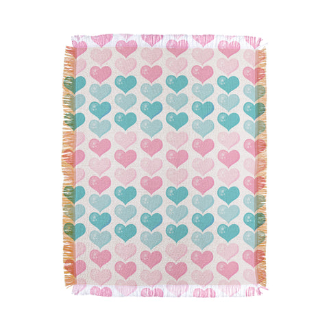 Avenie Pink and Blue Hearts Throw Blanket
