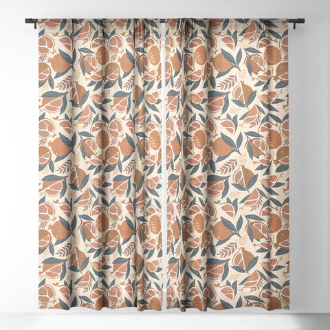 Avenie Pomegranate Terracotta Sheer Window Curtain