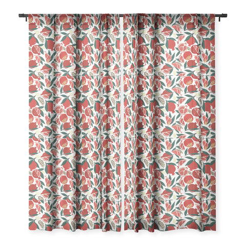 Avenie Pomegranates Pattern Sheer Window Curtain