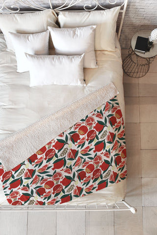 Avenie Pomegranates Pattern Fleece Throw Blanket