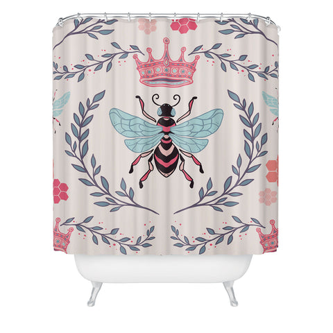 Avenie Queen Bee Coral Shower Curtain