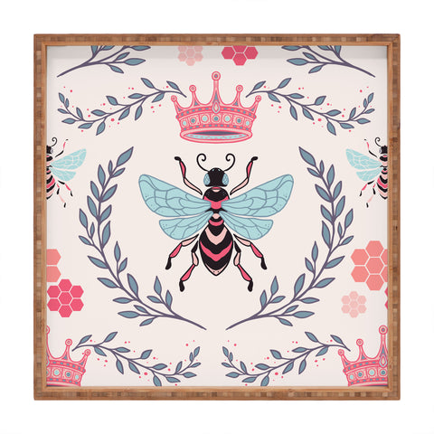 Avenie Queen Bee Coral Square Tray