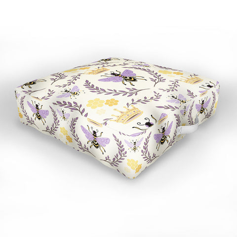 Avenie Queen Bee Lavender Outdoor Floor Cushion
