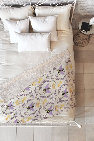 Avenie Queen Bee Lavender Fleece Throw Blanket