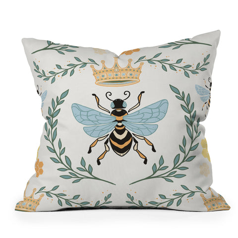 Avenie Queen Bee with Crown Throw Pillow