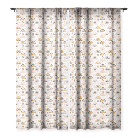 Avenie Rainy Day Rainbow Pattern Sheer Window Curtain