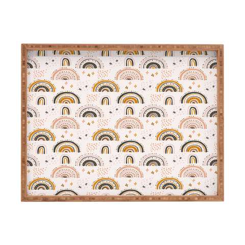 Avenie Rainy Day Rainbow Pattern Rectangular Tray