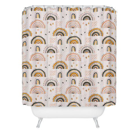 Avenie Rainy Day Rainbow Pattern Shower Curtain