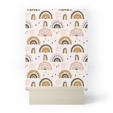 Avenie Rainy Day Rainbow Pattern Mini Art Print