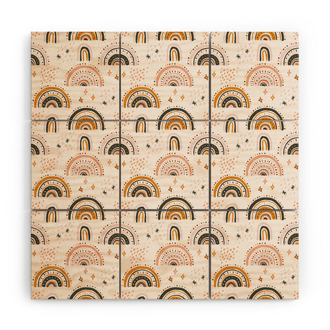Avenie Rainy Day Rainbow Pattern Wood Wall Mural