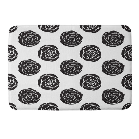 Avenie Roses Black and White Memory Foam Bath Mat