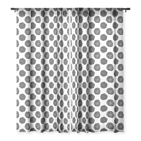 Avenie Roses Black and White Sheer Window Curtain