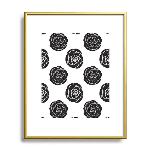 Avenie Roses Black and White Metal Framed Art Print