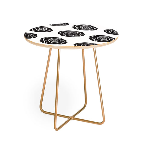 Avenie Roses Black and White Round Side Table