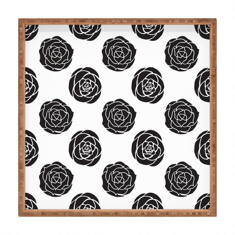 Avenie Roses Black and White Square Tray