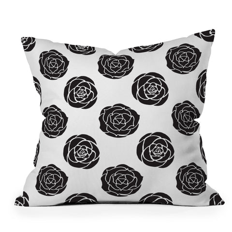 Avenie Roses Black and White Throw Pillow