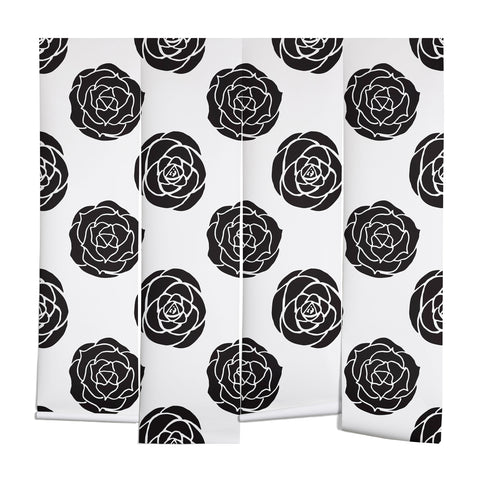 Avenie Roses Black and White Wall Mural