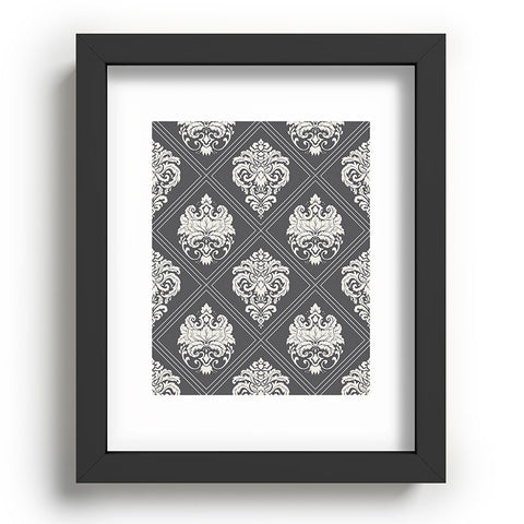 Avenie Royal Damask Grey Recessed Framing Rectangle