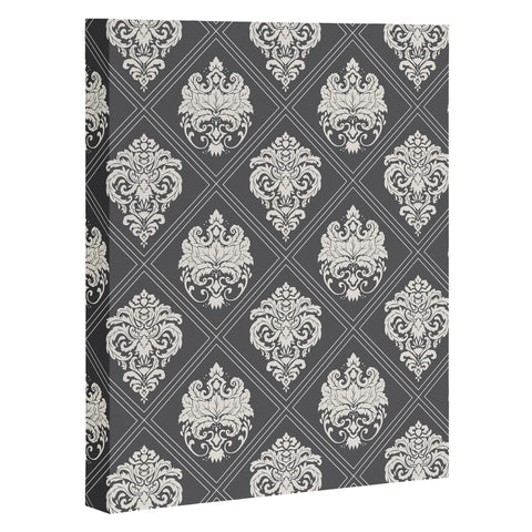 Avenie Royal Damask Grey Art Canvas