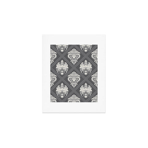Avenie Royal Damask Grey Art Print