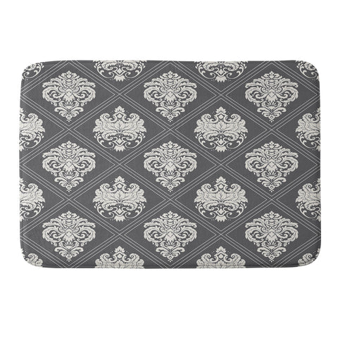 Avenie Royal Damask Grey Memory Foam Bath Mat