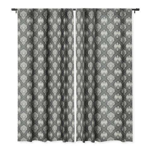Avenie Royal Damask Grey Blackout Window Curtain