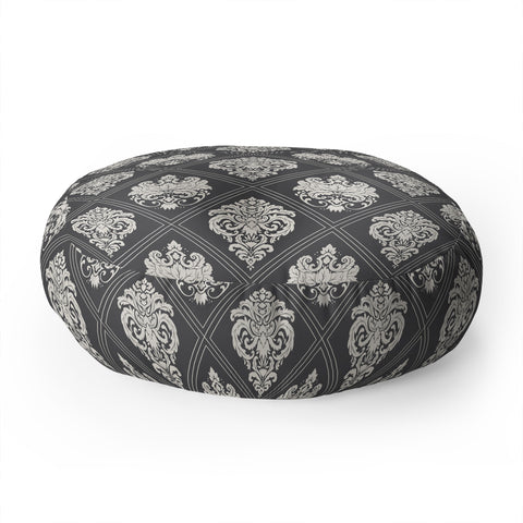 Avenie Royal Damask Grey Floor Pillow Round