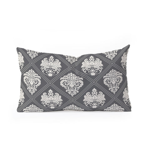 Avenie Royal Damask Grey Oblong Throw Pillow