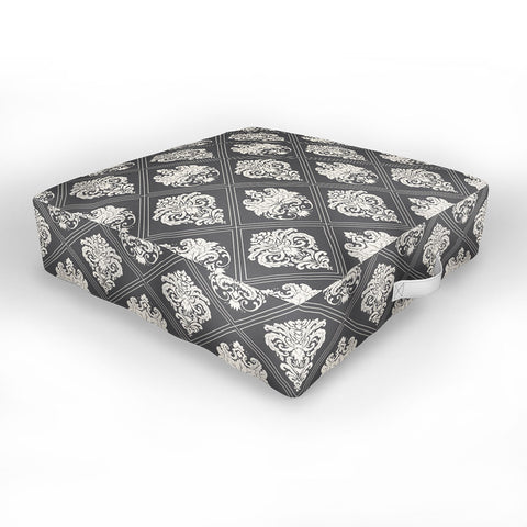 Avenie Royal Damask Grey Outdoor Floor Cushion