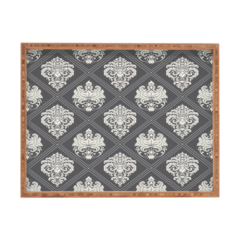 Avenie Royal Damask Grey Rectangular Tray