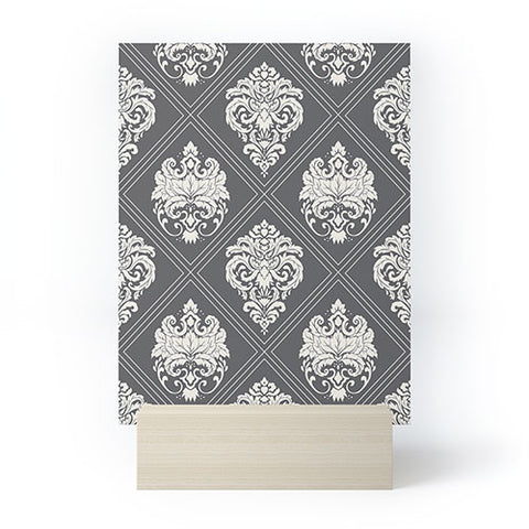 Avenie Royal Damask Grey Mini Art Print