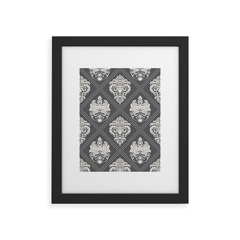 Avenie Royal Damask Grey Framed Art Print
