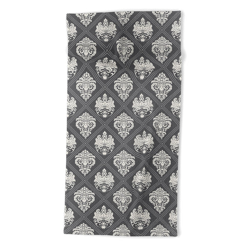 Avenie Royal Damask Grey Beach Towel