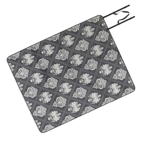 Avenie Royal Damask Grey Picnic Blanket