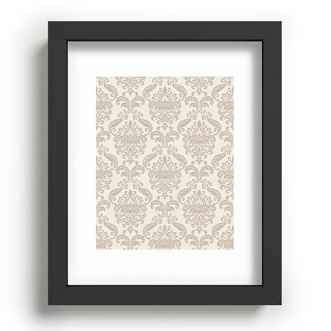 Avenie Royal Floral Damask Neutral Recessed Framing Rectangle