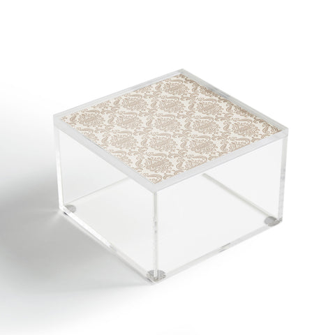 Avenie Royal Floral Damask Neutral Acrylic Box