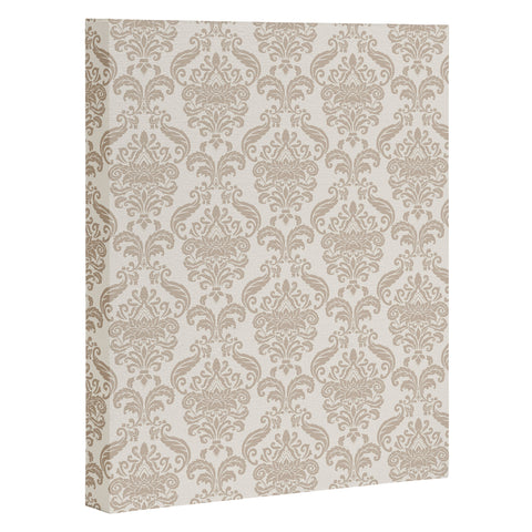 Avenie Royal Floral Damask Neutral Art Canvas