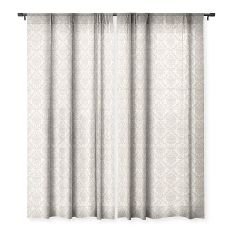 Avenie Royal Floral Damask Neutral Sheer Window Curtain