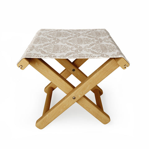 Avenie Royal Floral Damask Neutral Folding Stool
