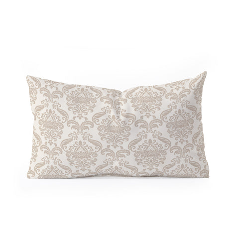 Avenie Royal Floral Damask Neutral Oblong Throw Pillow