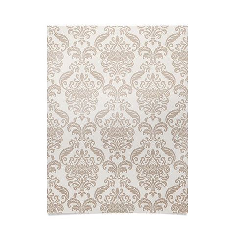 Avenie Royal Floral Damask Neutral Poster