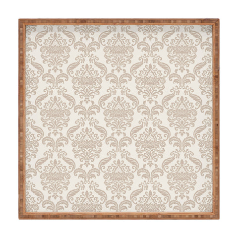 Avenie Royal Floral Damask Neutral Square Tray