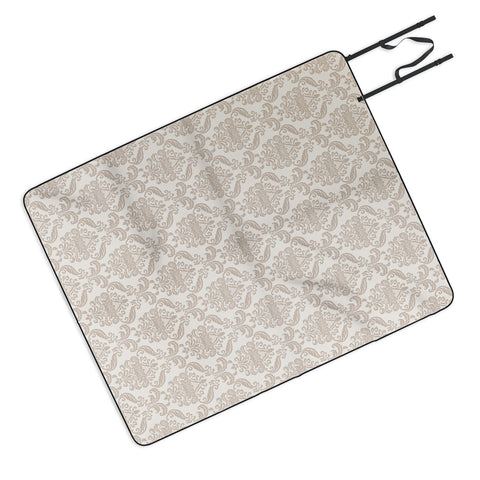Avenie Royal Floral Damask Neutral Picnic Blanket