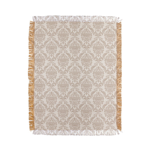 Avenie Royal Floral Damask Neutral Throw Blanket